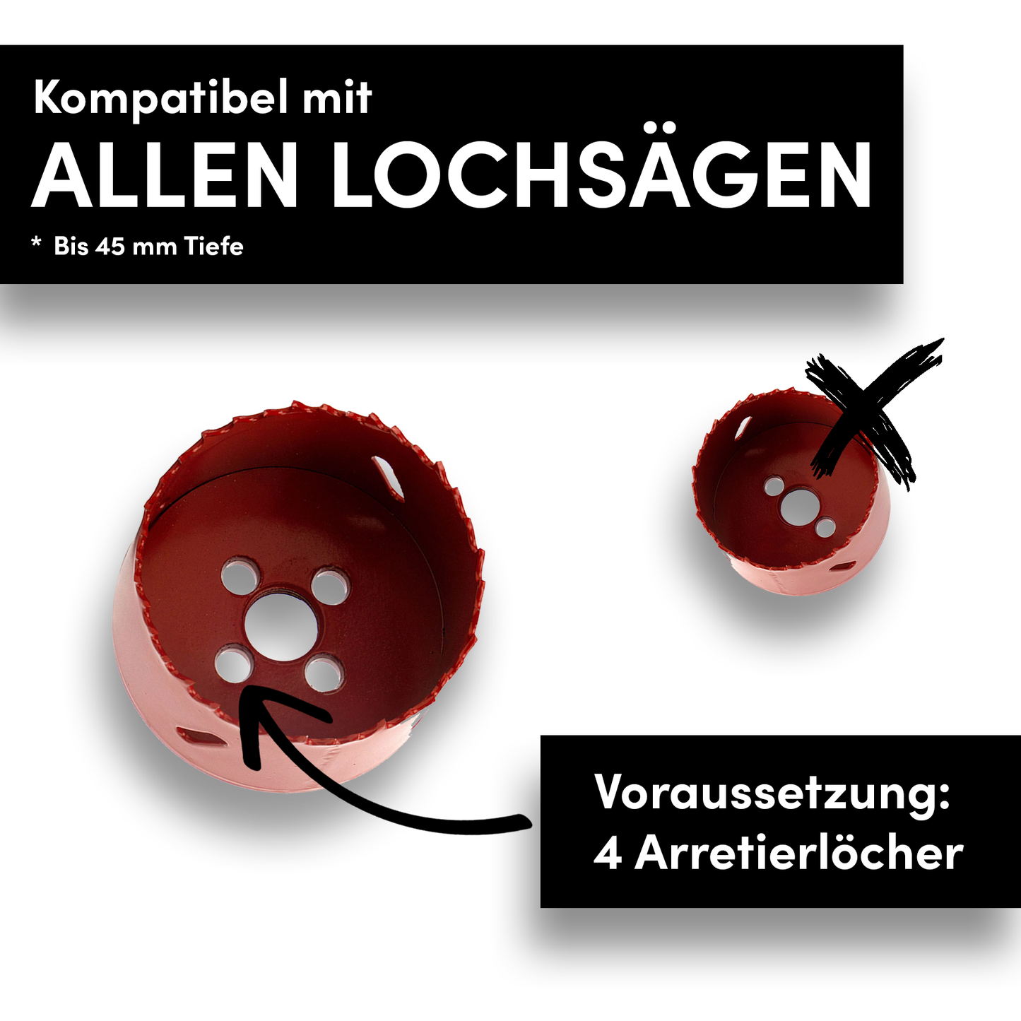Lochmichel | Aufnahme für Lochsägen | Patentierte Auswurffunktion