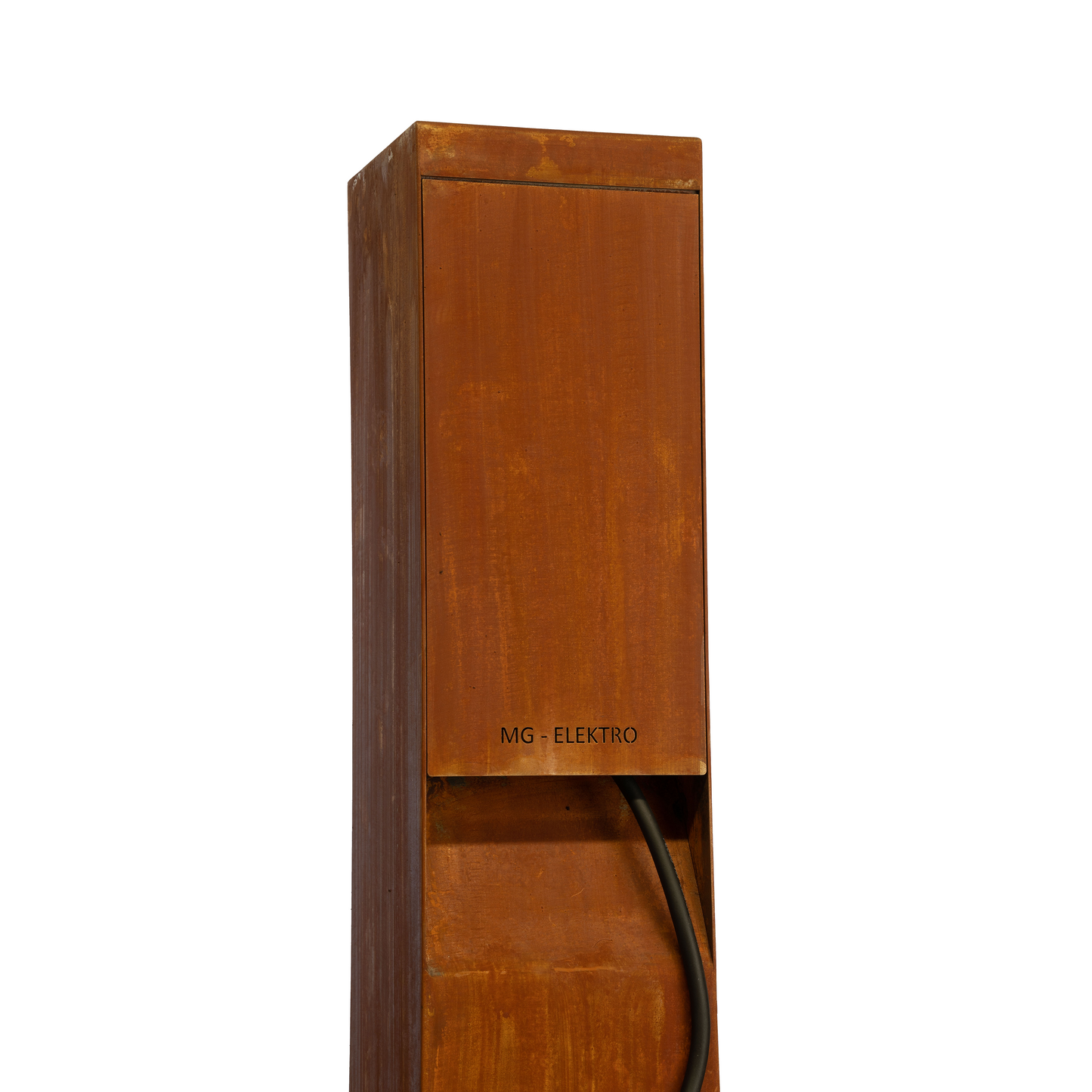 Steckdosensäule MAXI (Corten) | Außensteckdose wetterfest IP55, Edelstahl