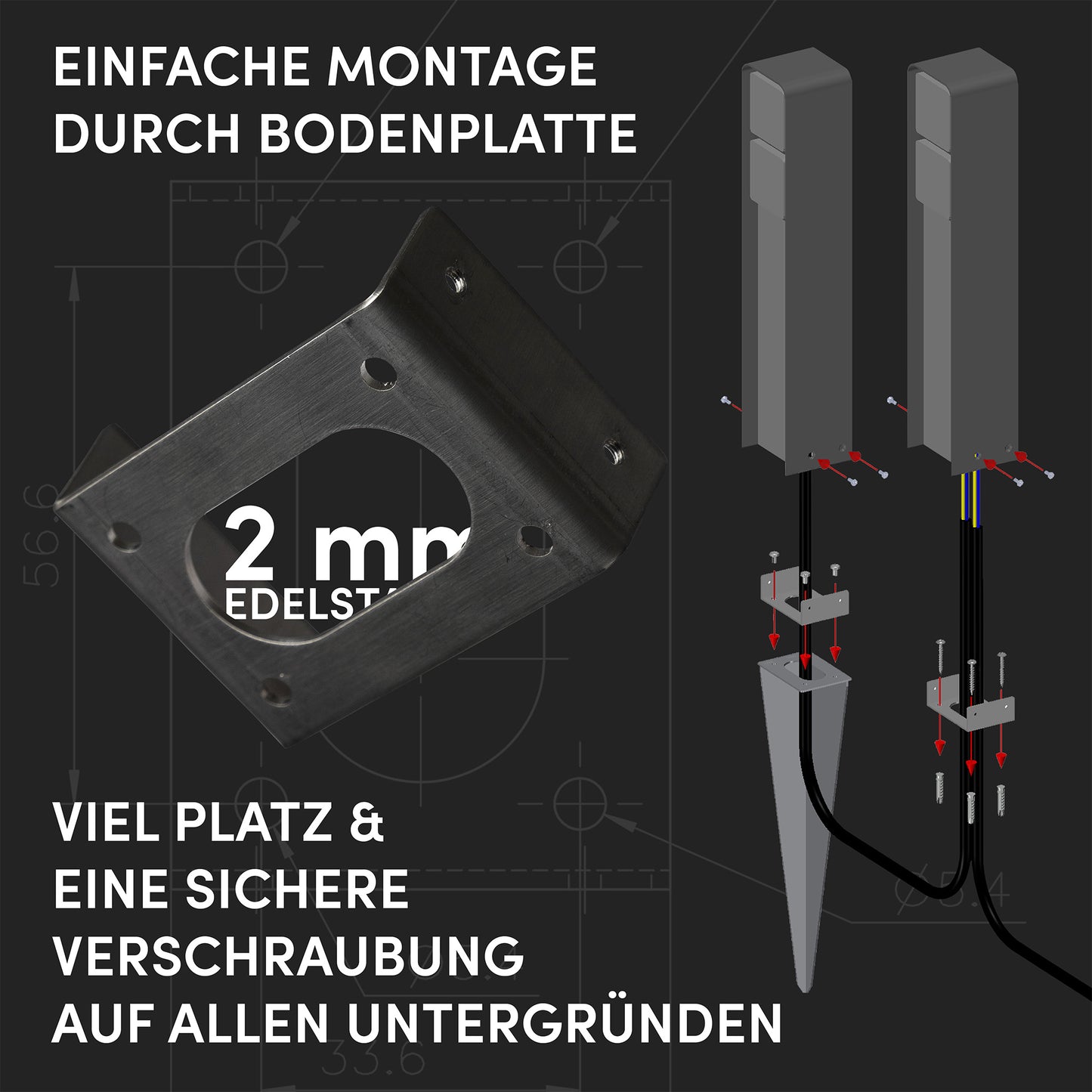 Steckdosensäule mit Erdspieß Bundle (Corten)