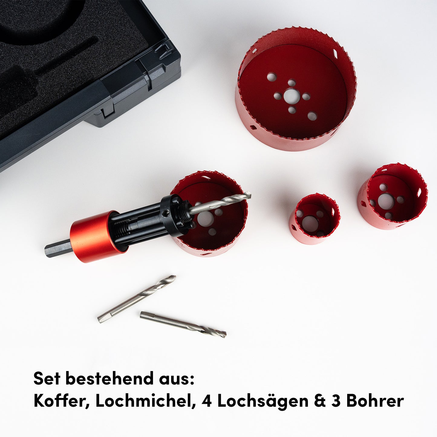 Lochmichel Koffer Set | Aufnahme für Lochsägen | Patentierte Auswurffunktion