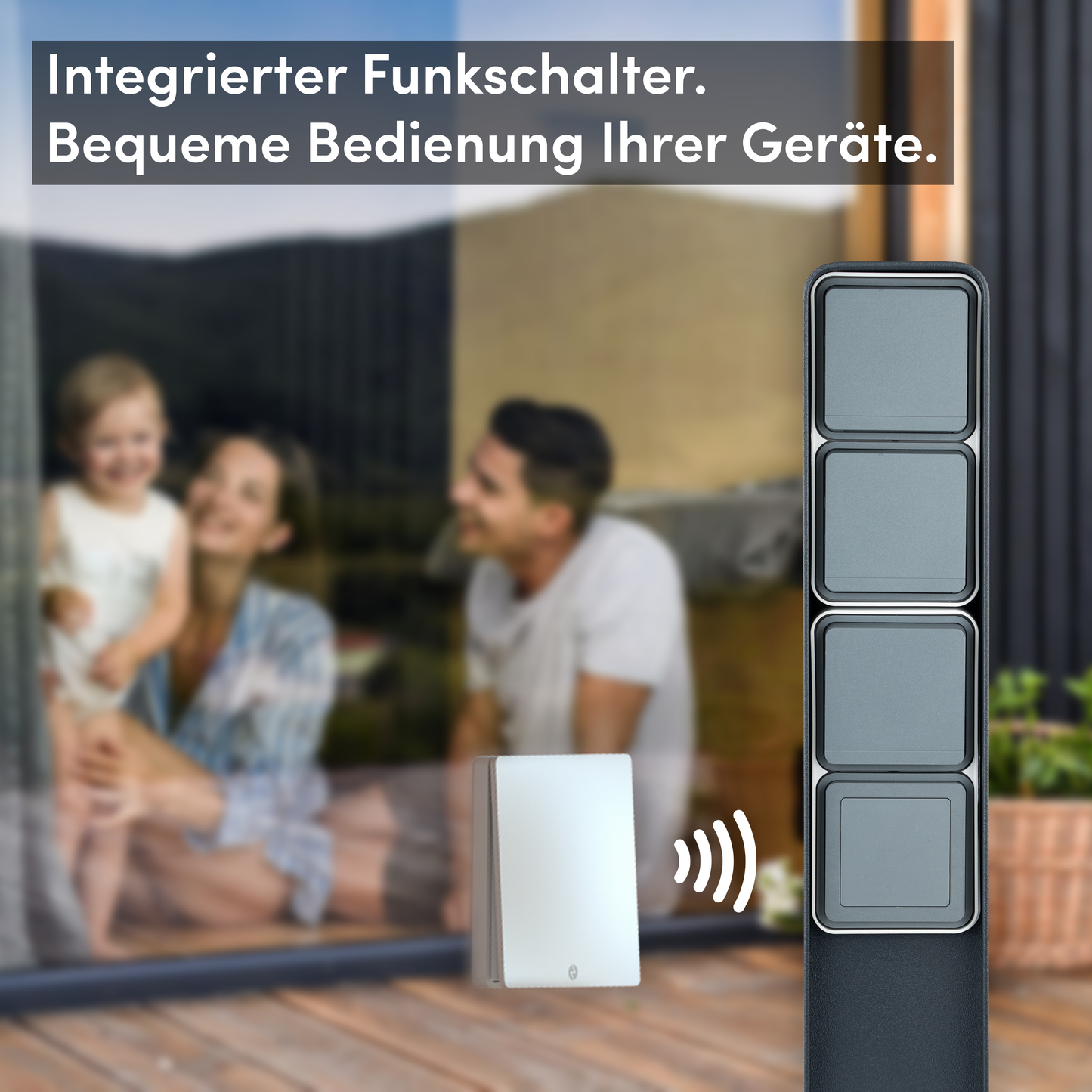 Funk-Steckdosensäule 3fach (Sandgestrahlt)