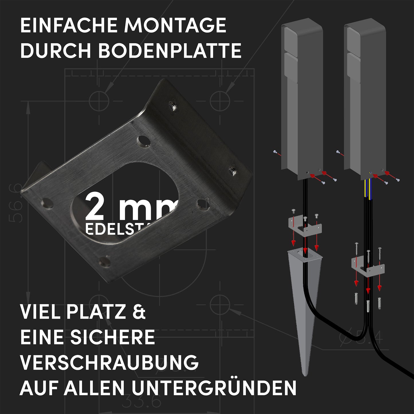 Funk-Steckdosensäule 3fach (Sandgestrahlt)