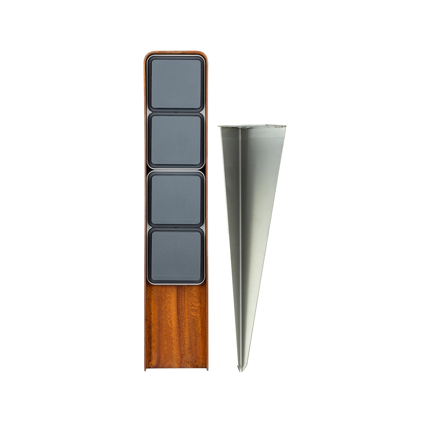 Steckdosensäule 4fach mit Erdspieß Bundle (Corten)