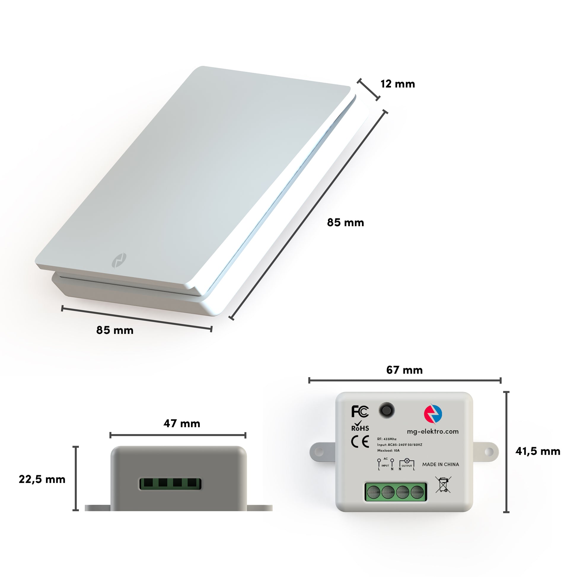 Funkschalter Set mit Fernbedienung, AC5V-48V 10A, Funk Lichtschalter mit  Runden Fernbedienung, ohne Verkabelung, für Lampen, Elektrische Maschinen,  Haushaltsgerte : : Baumarkt